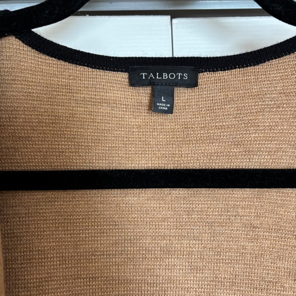 Talbots Merino Wool Blend Color Block Long Open Cardigan Sweater L - Picture 5 of 6